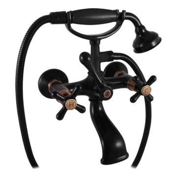 RAV Slezák MK159.5/2CMATSM - Zestaw wannowy z baterią MORAVA RETRO czarny/mosiądz