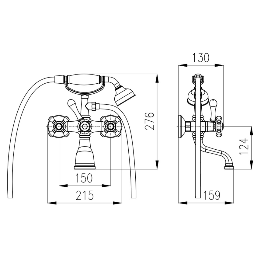 RAV Slezák MK159.5/2SM - Zestaw wannowy z baterią MORAVA RETRO mosiądz patynowany