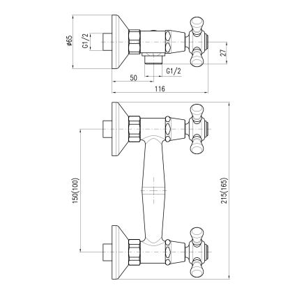 RAV Slezák MK180.5/1CMATSM - Zestaw prysznicowy z baterią MORAVA RETRO czarny/mosiądz