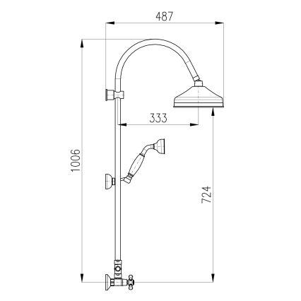RAV Slezák MK181.5/3SM - Zestaw prysznicowy z baterią MORAVA RETRO w wykończeniu postarzanego mosiądzu