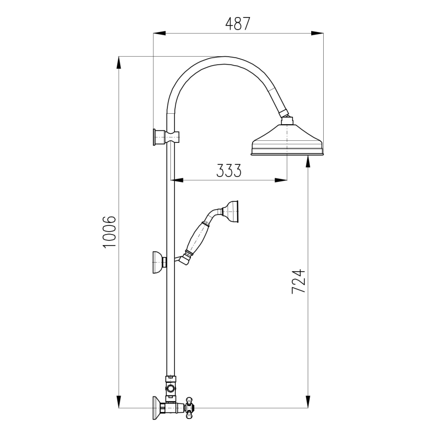 RAV Slezák MK181.5/3SM - Zestaw prysznicowy z baterią MORAVA RETRO w wykończeniu postarzanego mosiądzu