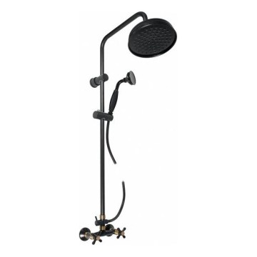 RAV Slezák MK181.5/7CMATSM - Zestaw prysznicowy z baterią MORAVA RETRO czarny/mosiężny