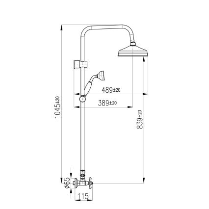 RAV Slezák MK181.5/7CMATSM - Zestaw prysznicowy z baterią MORAVA RETRO czarny/mosiężny
