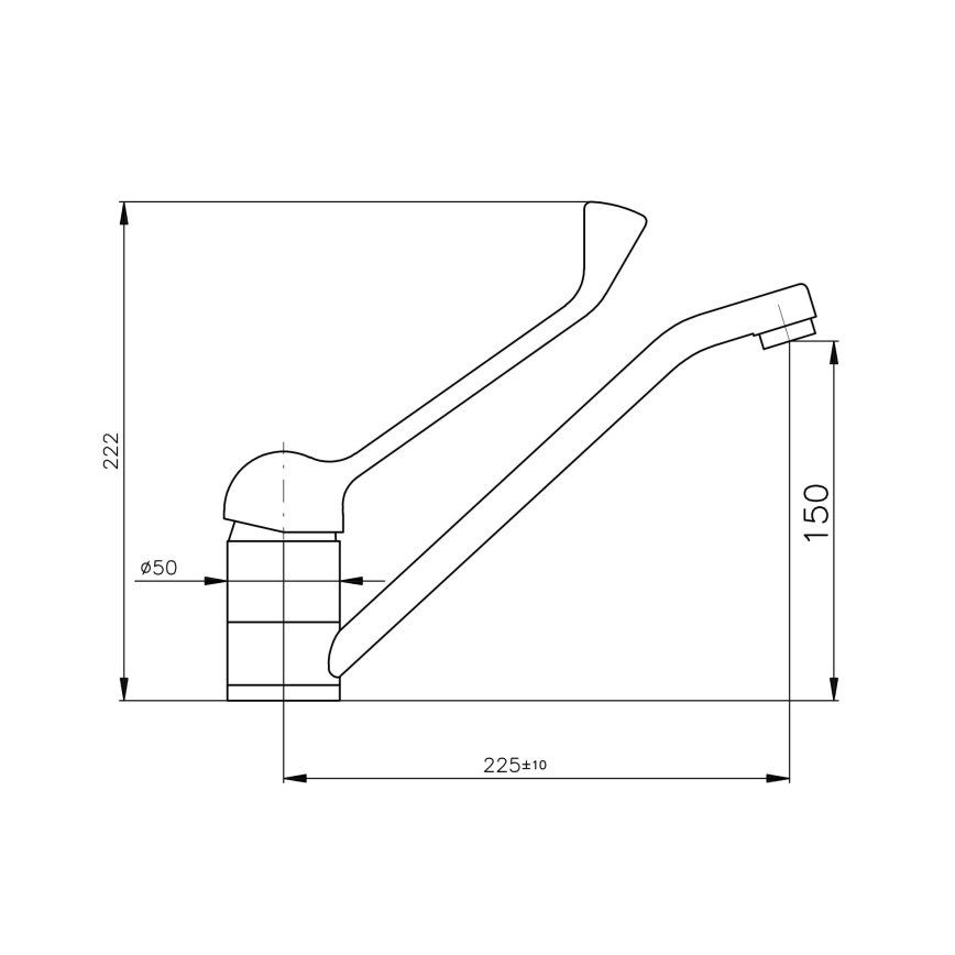 RAV Slezák MS605.0 - Bateria umywalkowa z dźwignią medyczną MISSISSIPPI 22,2 cm chrom błyszczący