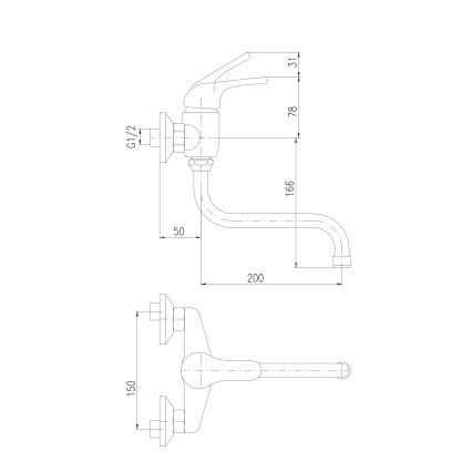 RAV Slezák SA001.5/21 - Bateria zlewozmywakowa/umywalkowa SAZAVA błyszczący chrom