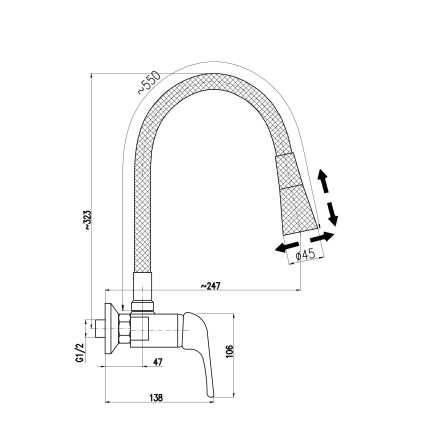 RAV Slezák SA002.5/13 - Bateria zlewozmywakowa SAZAVA 32,3 cm czarna/błyszczący chrom