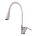 RAV Slezák SA006.0/13CB - Bateria zlewozmywakowa z elastycznym ramieniem SAZAVA 35,6 cm biały/chrom błyszczący
