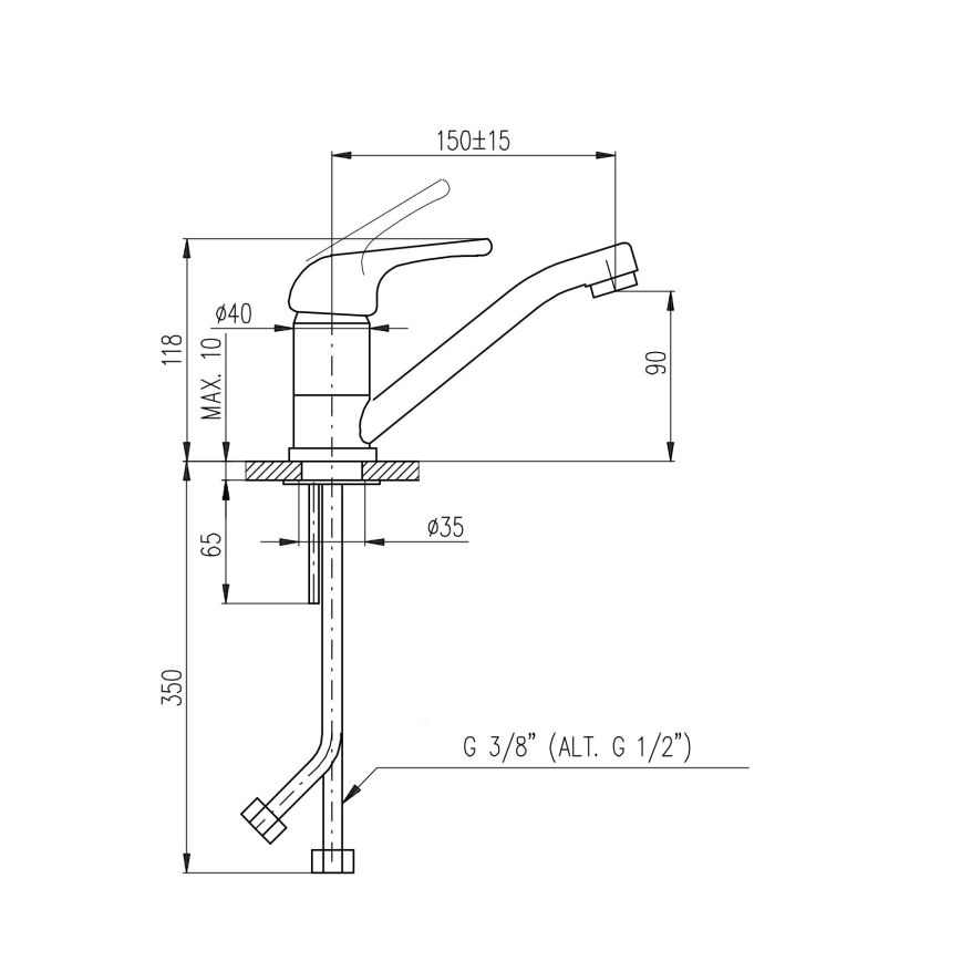 RAV Slezák SA015.0 - Bateria umywalkowa SAZAVA 11,8 cm chrom błyszczący