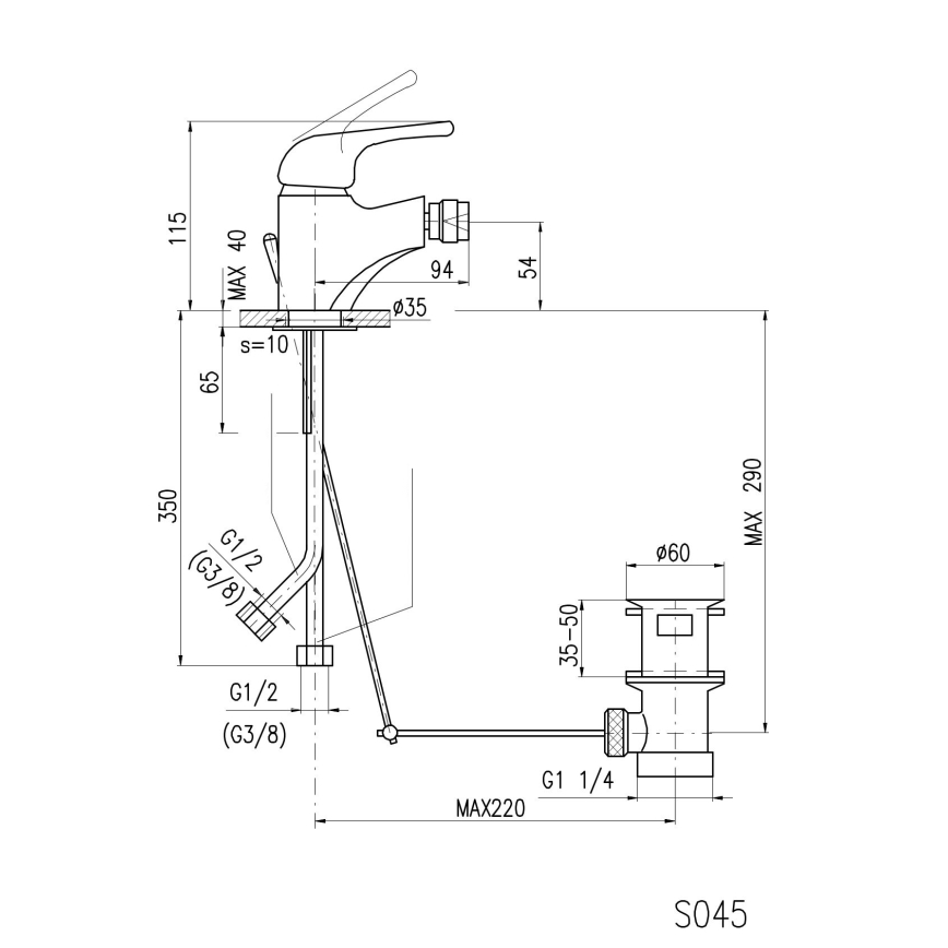 RAV Slezák SA045.0 - Bateria bidetowa + korek spustowy SAZAVA 11,5 cm chrom błyszczący