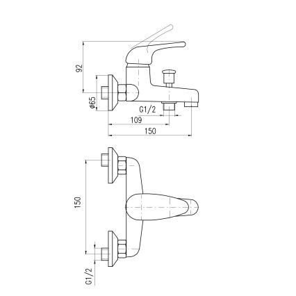 RAV Slezák SA054.5 - bateria wannowa SAZAVA, błyszczący chrom