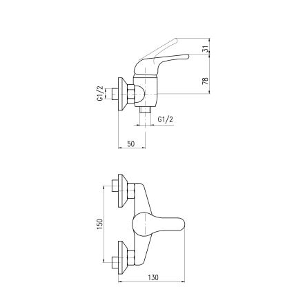 RAV Slezák SA080.5 - Bateria prysznicowa SAZAVA, chrom błyszczący