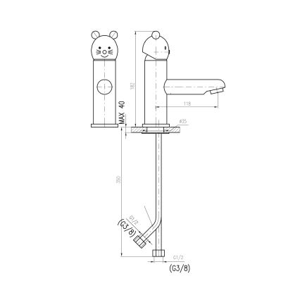 RAV Slezák SE326.0 - Bateria umywalkowa JUNIOR 18,2 cm czerwona/niebieska