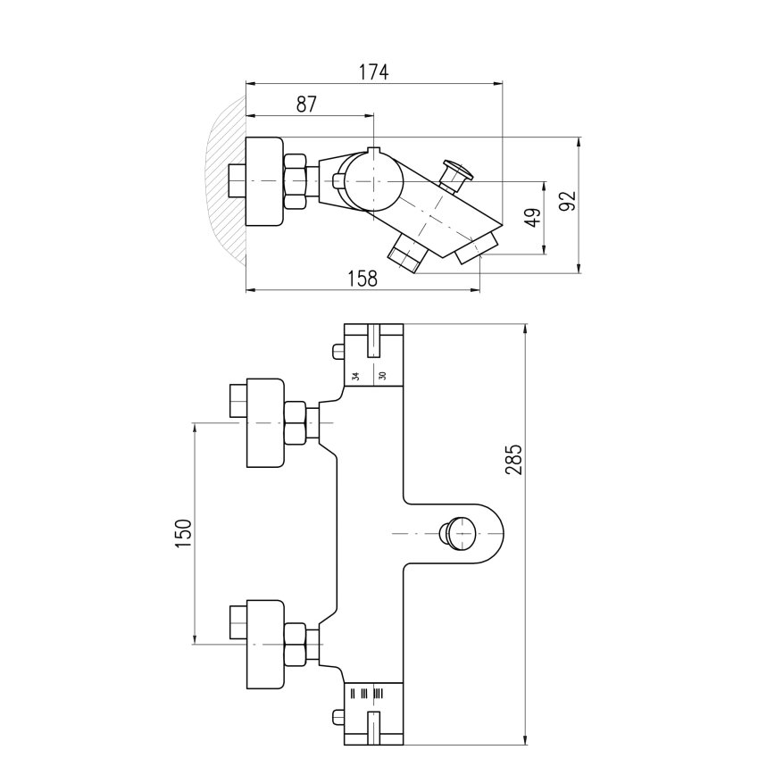 RAV Slezák TRM54.5CMAT - Termostatyczna bateria wannowa TERMO czarny mat