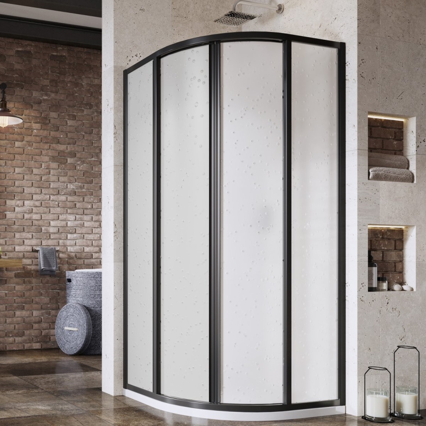 Ravak 3114O30211 - Kabina prysznicowa czteroczęściowa półokrągła SUPERNOVA 80x80 cm czarna