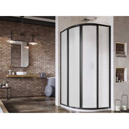 Ravak 3114O30211 - Kabina prysznicowa czteroczęściowa półokrągła SUPERNOVA 80x80 cm czarna