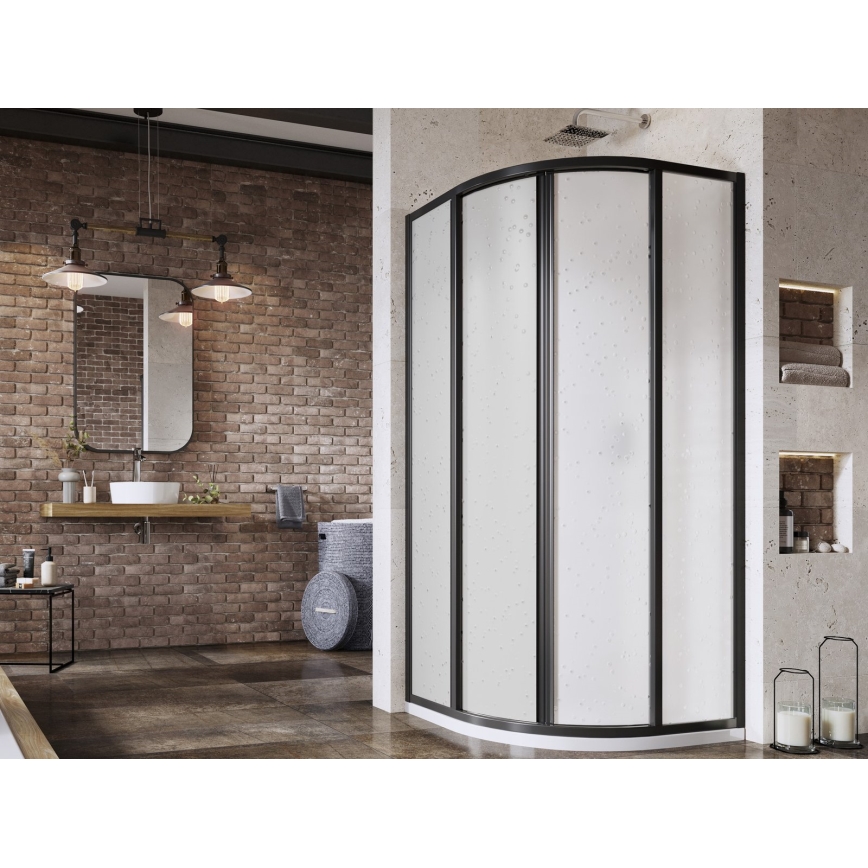 Ravak 3114O30211 - Kabina prysznicowa czteroczęściowa półokrągła SUPERNOVA 80x80 cm czarna