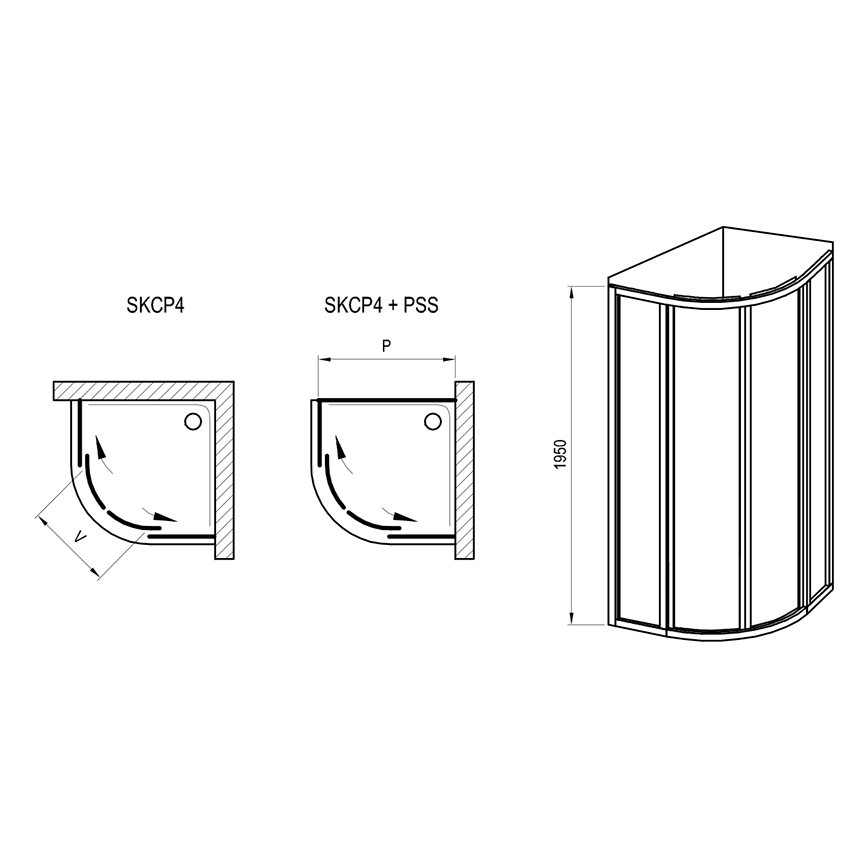 Ravak 3114O30211 - Kabina prysznicowa czteroczęściowa półokrągła SUPERNOVA 80x80 cm czarna