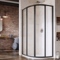 Ravak 3114O302Z1 - Czteroczęściowa półokrągła kabina prysznicowa SUPERNOVA 80x80 cm czarna