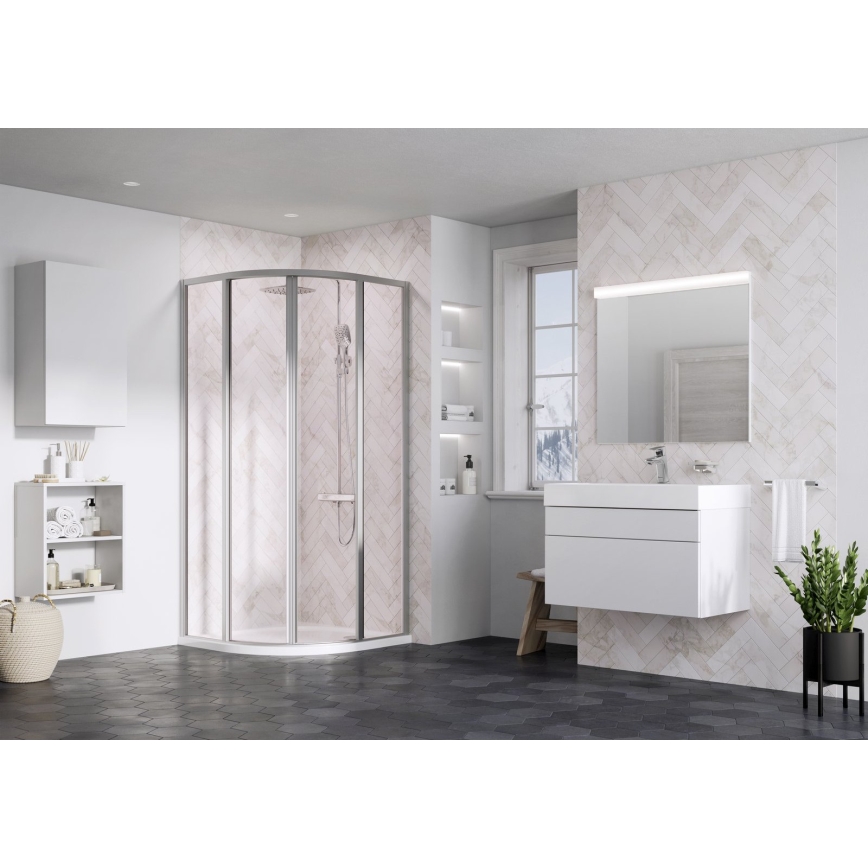 Ravak 3114OU02Z1 - Ćwierćokrągła czteroczęściowa kabina prysznicowa SUPERNOVA 80x80 cm satynowa