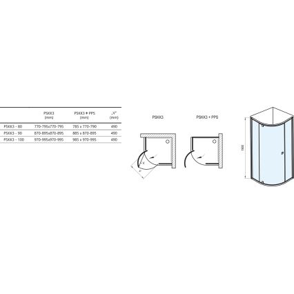 Ravak 37677U00Z1 - Kabina prysznicowa trójdzielna ćwierćokrągła PIVOT 90x90 cm satynowa