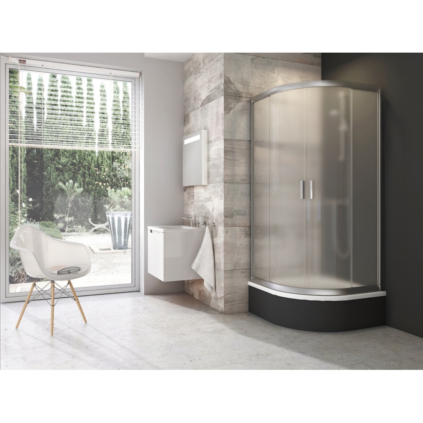 Ravak 3B240U40ZG - Kabina prysznicowa czteroczęściowa półokrągła BLIX 80x80 cm satin