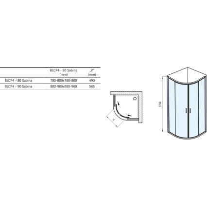Ravak 3B240U40ZG - Kabina prysznicowa czteroczęściowa półokrągła BLIX 80x80 cm satin