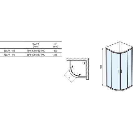 Ravak 3B270100ZG - Kabina prysznicowa czteroczęściowa półokrągła BLIX 90x90 cm biała