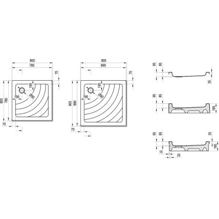 Ravak A007701120 - Kwadratowy brodzik prysznicowy ANGELA 90x90 cm biały