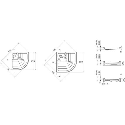 Ravak A207001120 - Brodzik prysznicowy ćwierćokrągły RONDA 90x90 cm biały