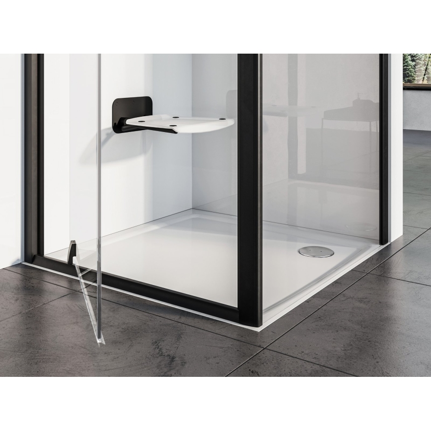 Ravak B8F0000060 - Składane siedzisko prysznicowe OVO czarne