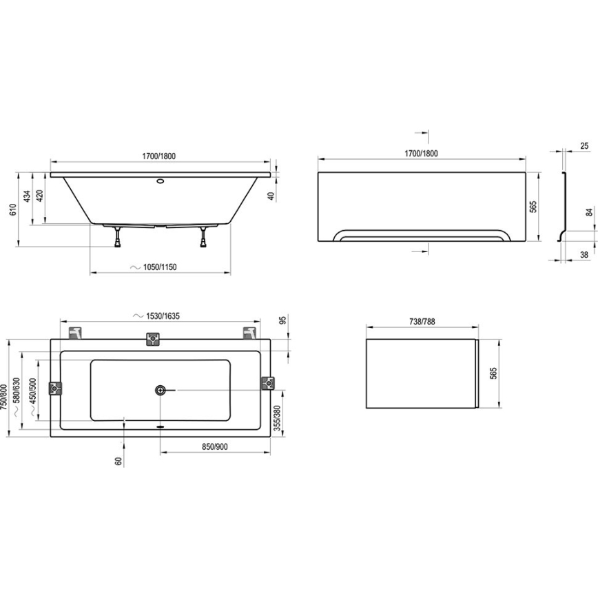 Ravak C691000000 - Wanna FORMY 170x75 cm akrylowa/biała