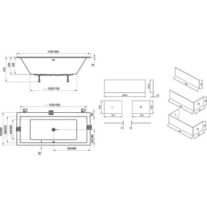 Ravak C691300000 - Wanna FORMY 170x75 cm, akryl, biała