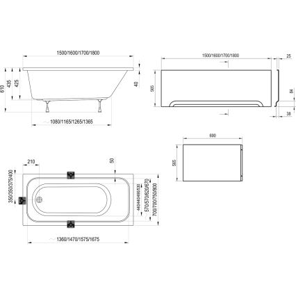 Ravak C731000000 - Wanna CHROME 160x70 cm akryl/biały