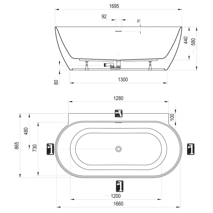 Ravak CC71200000 - Wanna FREEDOM 170x87 cm, akrylowa, zielona