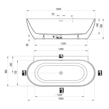Ravak CC71A00000 - Wanna FREEDOM 170x87 cm akryl/biały połysk
