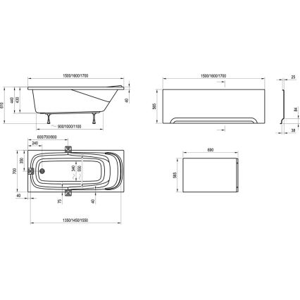 Ravak CP21000000 - Wanna VANDA 170 x 70 cm, akryl, biały