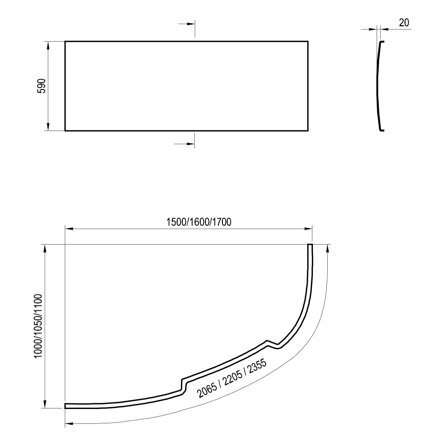 Ravak CZ46100000 - Przedni panel do wanny ASYMMETRIC 160 cm, akryl, biały