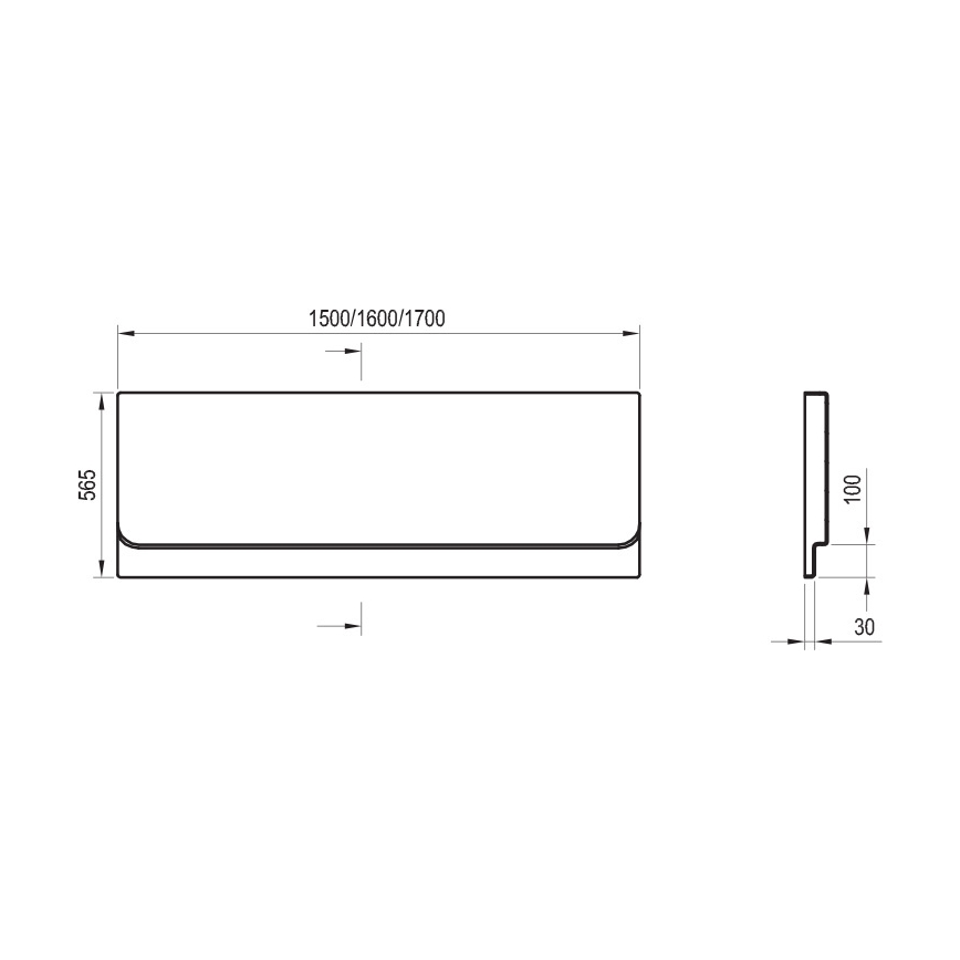 Ravak CZ73100A00 - Panel czołowy do wanny CHROME 160 cm akryl/biały