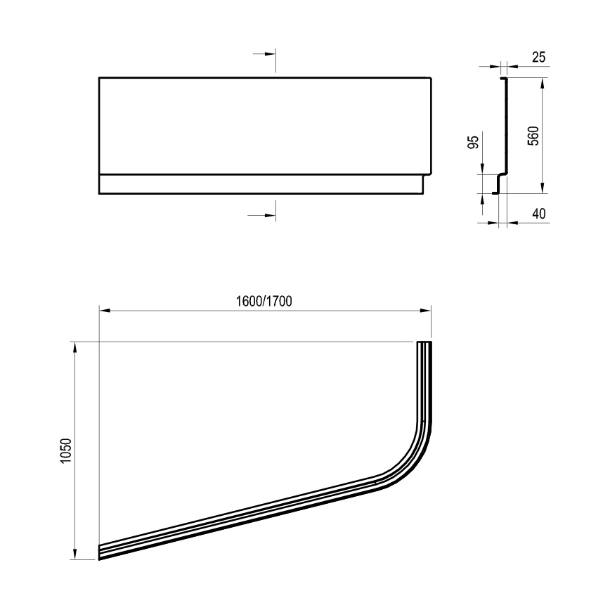 Ravak CZA4100A00 - Panel do wanny CHROME 170x105 cm, akryl, biały