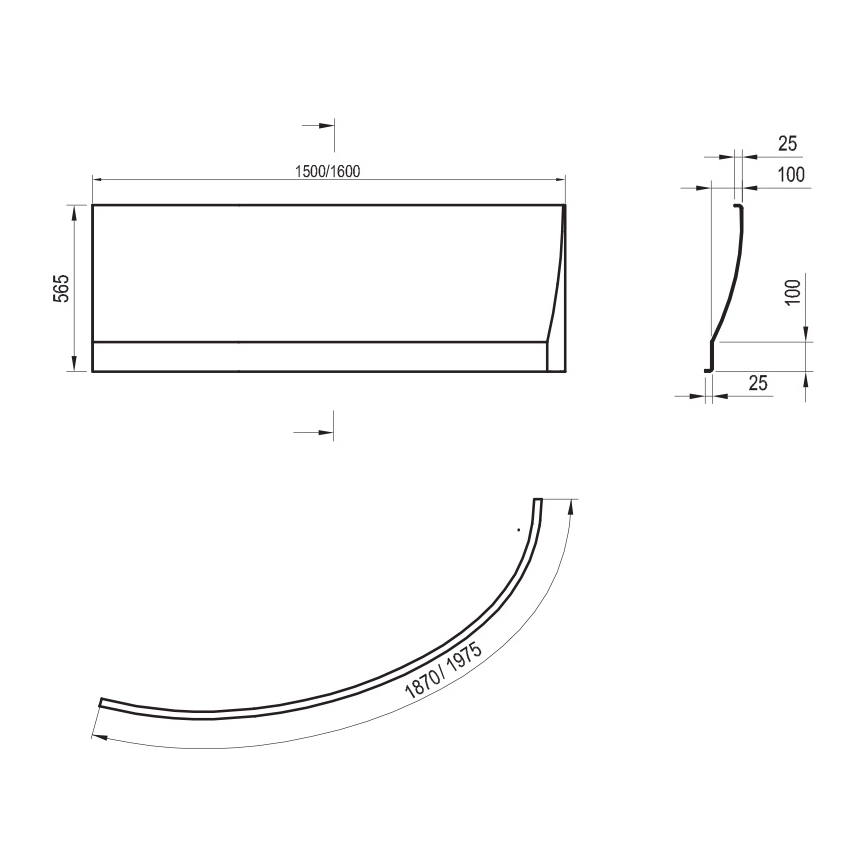 Ravak CZI1000A00 - Panel do wanny AVOCADO 150 cm akryl/biały