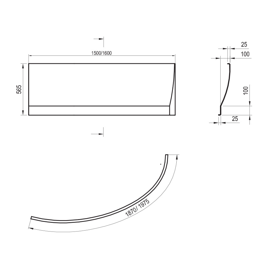 Ravak CZQ1000A00 - Panel do wanny AVOCADO 160 cm akryl/biały