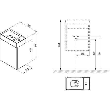 Ravak X000001386 - Szafka łazienkowa pod umywalkę VEDA 54,5x40 cm biała