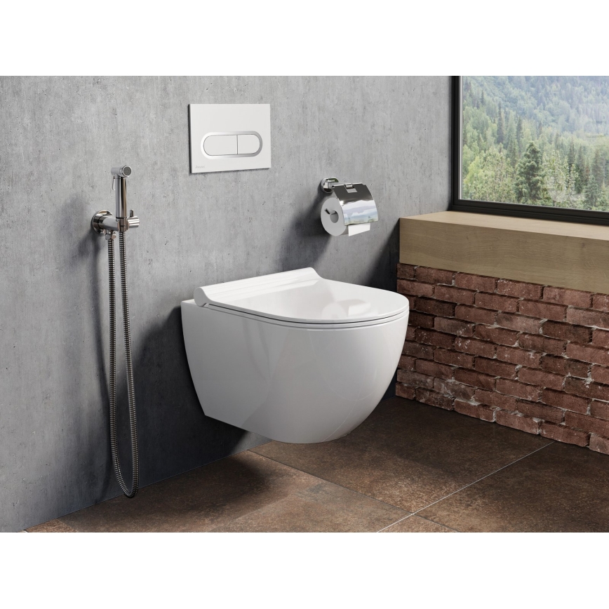 Ravak X01455 - Przycisek spłukujący CHROME 24,7 x 16,5 cm biały