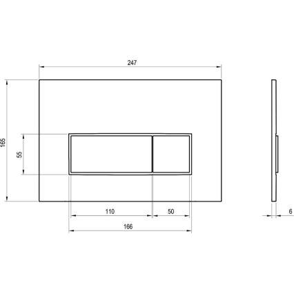 Ravak X01744 - Przycisk spłukujący UNI SLIM 24,7 x 16,5 cm czarny