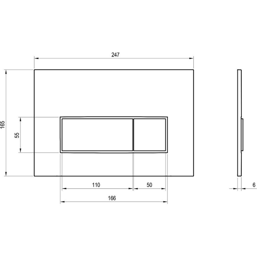 Ravak X01744 - Przycisk spłukujący UNI SLIM 24,7 x 16,5 cm czarny