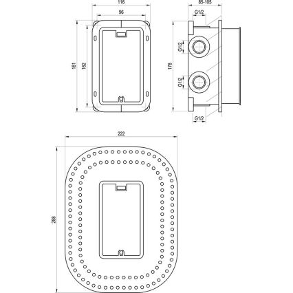 Ravak X070074 - Podstawowy korpus do baterii podtynkowych R-BOX MULTI 18,1x11,6 cm