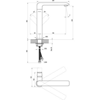 Ravak X070125 - Bateria umywalkowo-zlewozmywakowa FLAT 26,2 cm, błyszczący chrom