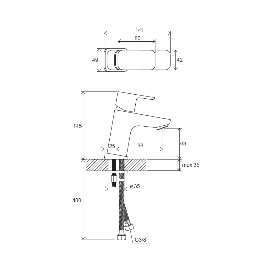 Ravak X070127 - bateria umywalkowa FREE 14,5 cm chrom błyszczący
