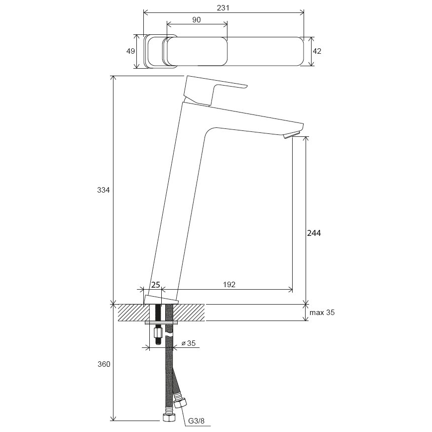 Ravak X070151 - Bateria umywalkowa FREE 33,4 cm czarna