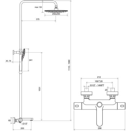 Ravak X070163 - Zestaw prysznicowy z baterią termostatyczną TERMO błyszczący chrom